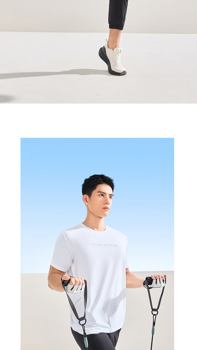 ERKE Men's Short Sleeve T-Shirt Summer Moisture-Wicking Quick-Dry Round Neck Base Layer Running Solid Color Ice Feel Sports Tee 3