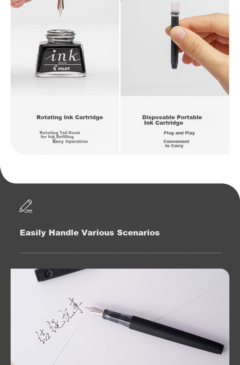 PILOT Explorer Fountain Pen Set, Signature Pen, New Explorer Gift Box with Ink, Binding Series, FPEX2MW, Medium Nib, White 1