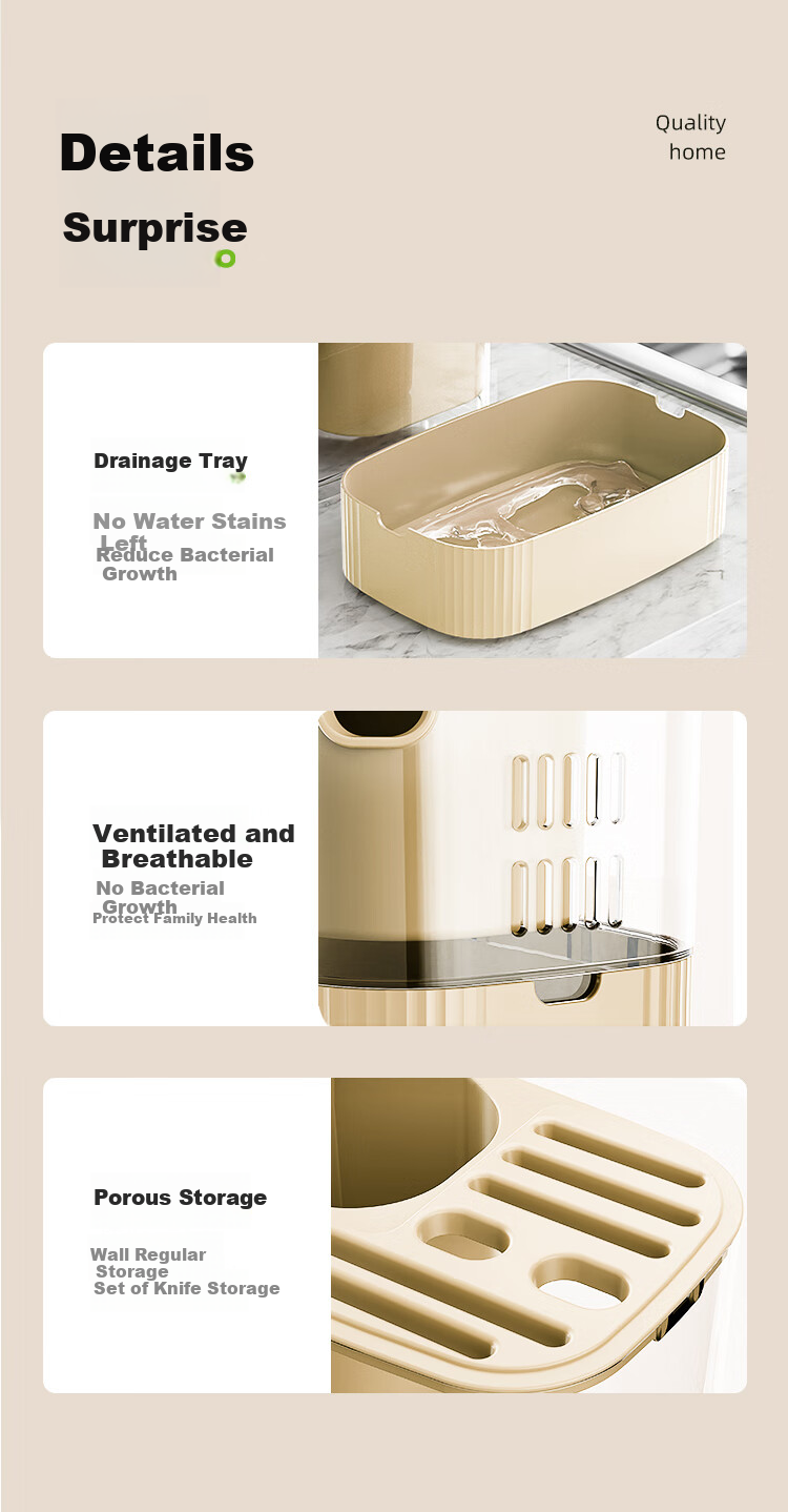 OAK Chopstick Holder, Knife Rack, Kitchen Utensil Organizer, Multi-Functional Draining Storage Container for Chopsticks And Knives C1545 11