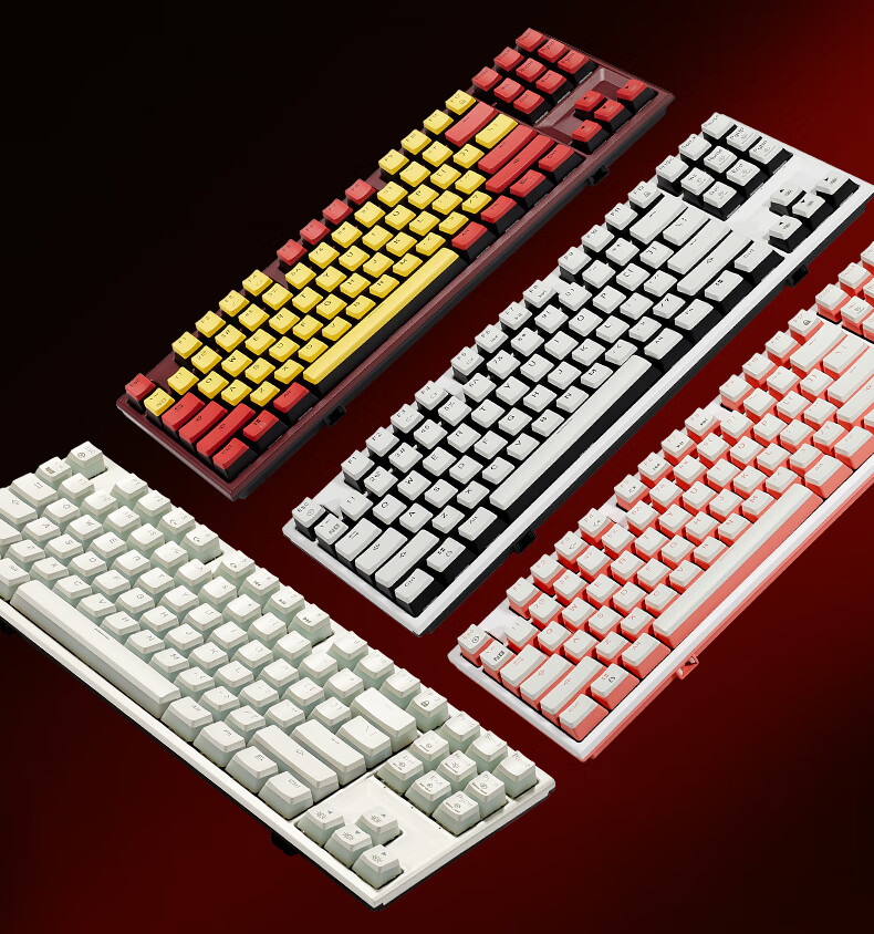 Hyeku X3 Wired/Wireless 2.4G Dual-Mode Gaming Mechanical Keyboard 87 Keys PBT Keycaps Black Forest Mousse Kailh BOX Rose Red Switch with Clip-On Wrist Rest 2