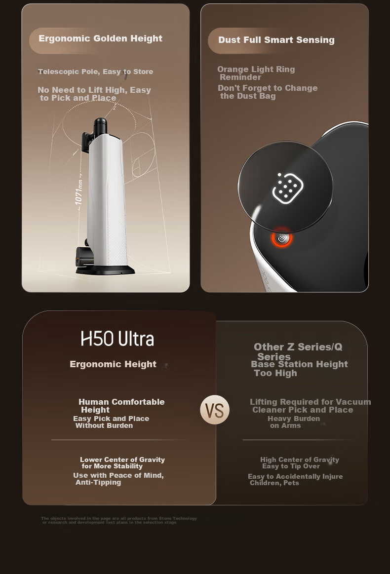 Roborock H50 Pro Self-Collecting Vacuum Cleaner [90-Day Dust-Free Full Chain, No Hair Tangling] Green Light Dust Detection, Cordless High Suction Power, Dust Mite Removal, Pet-Friendly Home Use 15