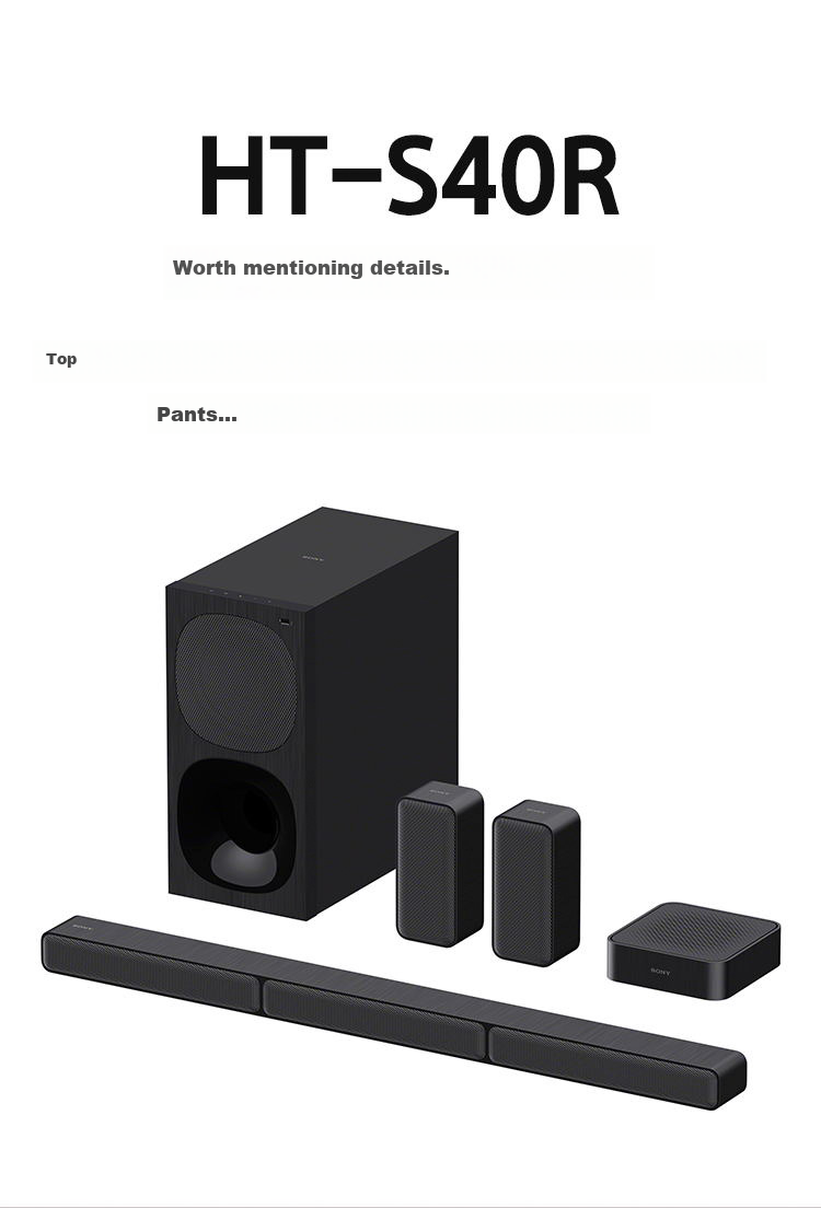 SONY HT-S40R 5.1 Physical Surround Sound Channel Dolby Audio Wireless Rear Surround Soundbar Home Theater TV Speaker Bluetooth 1