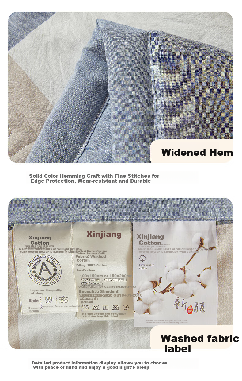 KING SHORE Cotton Summer Quilt, Air Conditioning Quilt, Machine Washable Thin Blanket, 150*200cm, Summer Heat 2