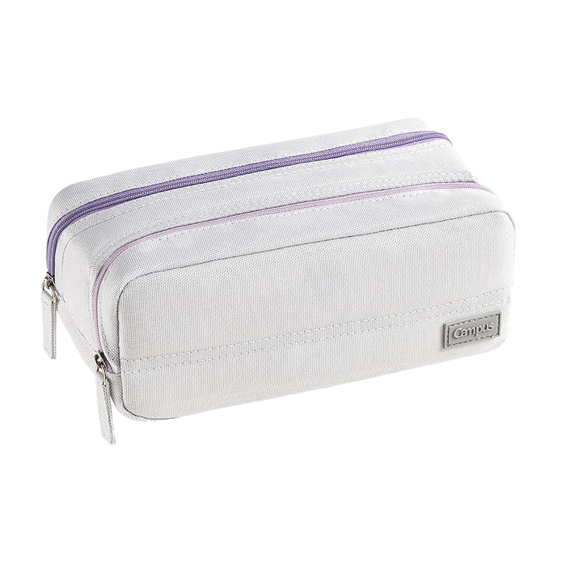 KOKUYO Campus Student Office Double Zipper Large Capacity Partition Storage High-Value Pencil Case Light Purple WSG-PC333LV
