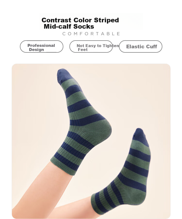 BALABALA Children's Socks, Cotton Autumn New Style Striped Mid-Calf Socks for Boys And Girls, Four Pairs Pack, 209925172207 1
