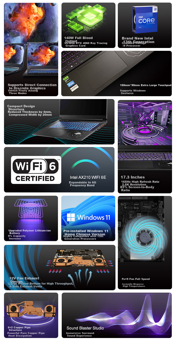 Future Human AI Workstation X98 18-inch High-Performance AI Computing Laptop (Ultra9-290HX Plus 128GB RAM 2TB SSD RTX5090 4K 240Hz Dual Network Ports) 2