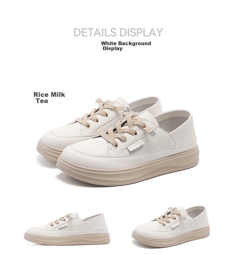 RED DRAGONFLY Women's Shoes, 2026 Autumn White Sneakers, Slip-On Simple Commuter Casual Skateboard Shoes WPB14032, Milk Tea Color, Size 40 14