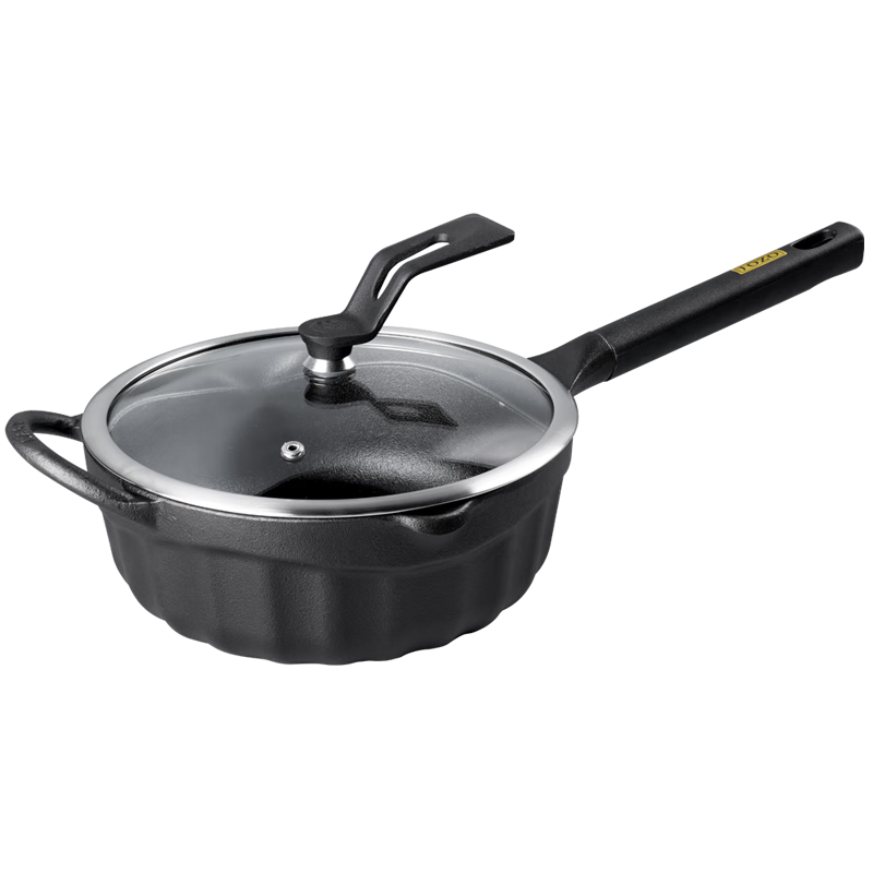 Jiuzhu Gold Label Lid 22cm Small Wok Cast Iron Pan Single Serving Stir-Fry Pan Non-Coated Non-Stick Pan for Induction Cooker Raw Iron Pot