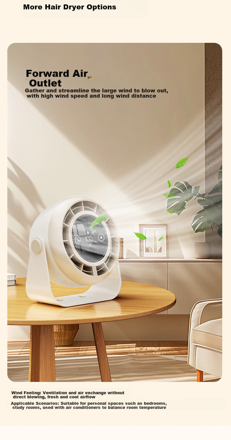 BIAZE Desktop Circulating Fan, Wall-Mounted No-Drilling Quiet Circulating Cooling Fan, Adjustable Smart Digital Display, Creative Electric Fan for Office, Dormitory, Kitchen FS25 Deep Space Gray 4