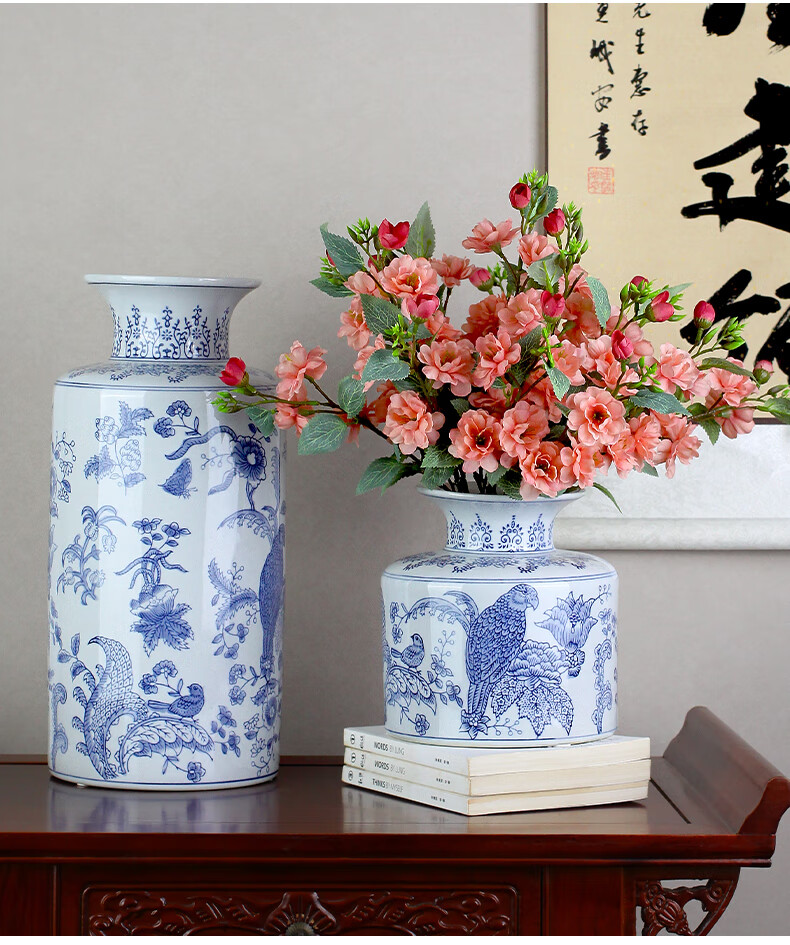 Qiju Yaji Ceramic Vase Living Room Study Decoration Good Meaning New Chinese Style Vase Parrot White Glaze Birdsong Flower Bloom 8 Inch 30007 4