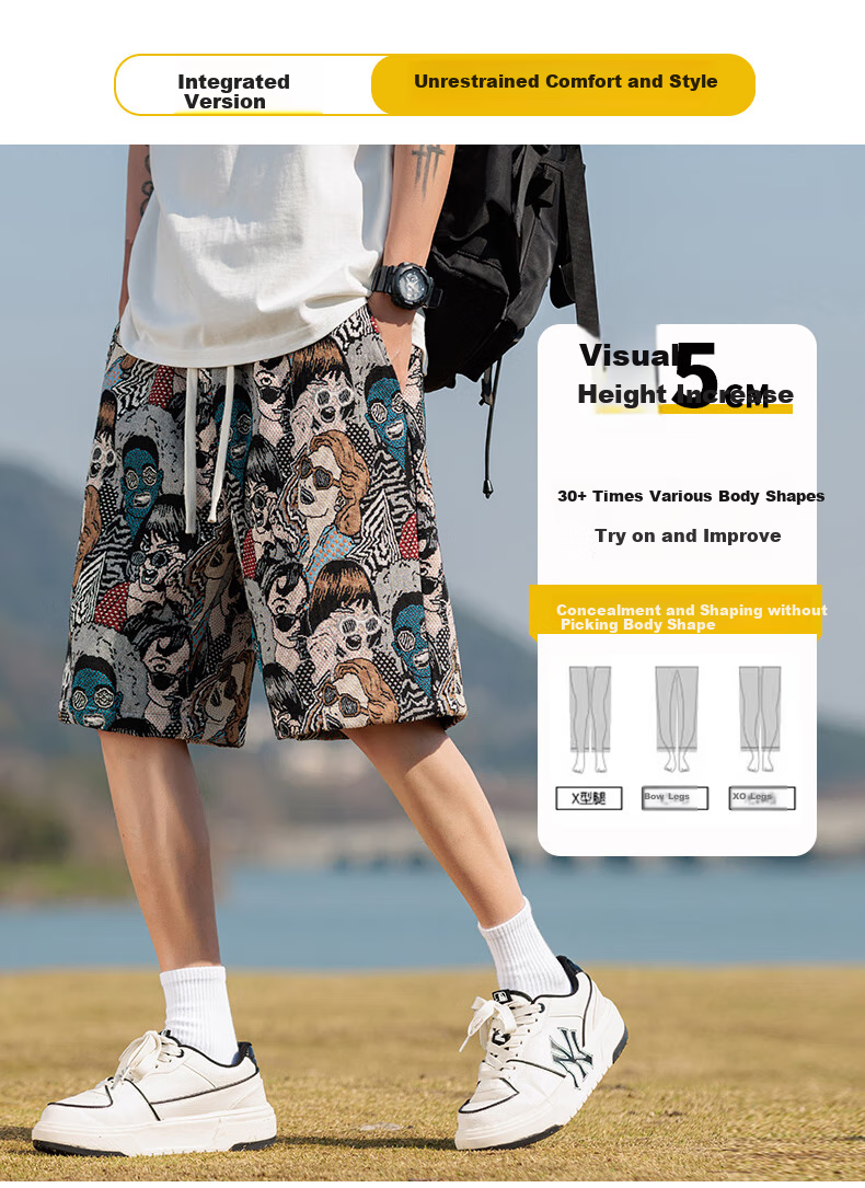 SWAMP AREA American-Style Embroidered Lightweight Casual Cool Shorts for Men, Summer Thin Contrasting Color Five-Point Pants D203 Embroidered Man 3XL 1