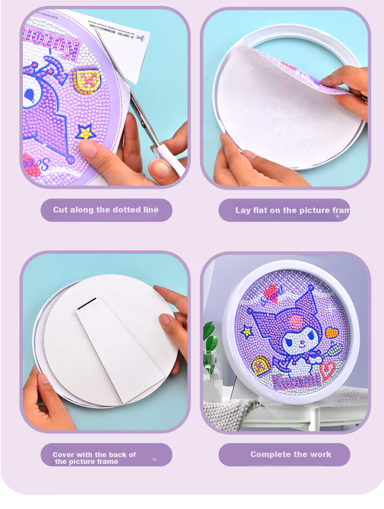 KUROMI Diamond Stickers for Boys And Girls, Sanrio Kuromi DIY Craft Sticker Set, Pretend Play Gift for Ages 7-14 Birthday Present 12
