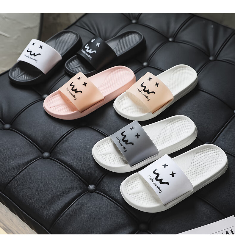 XGGC Japanese-Style Slippers Summer Men's Home Soft-Soled Indoor Shower Non-Slip Couple Outdoor Wear Sandals Women's Black 38-39 3