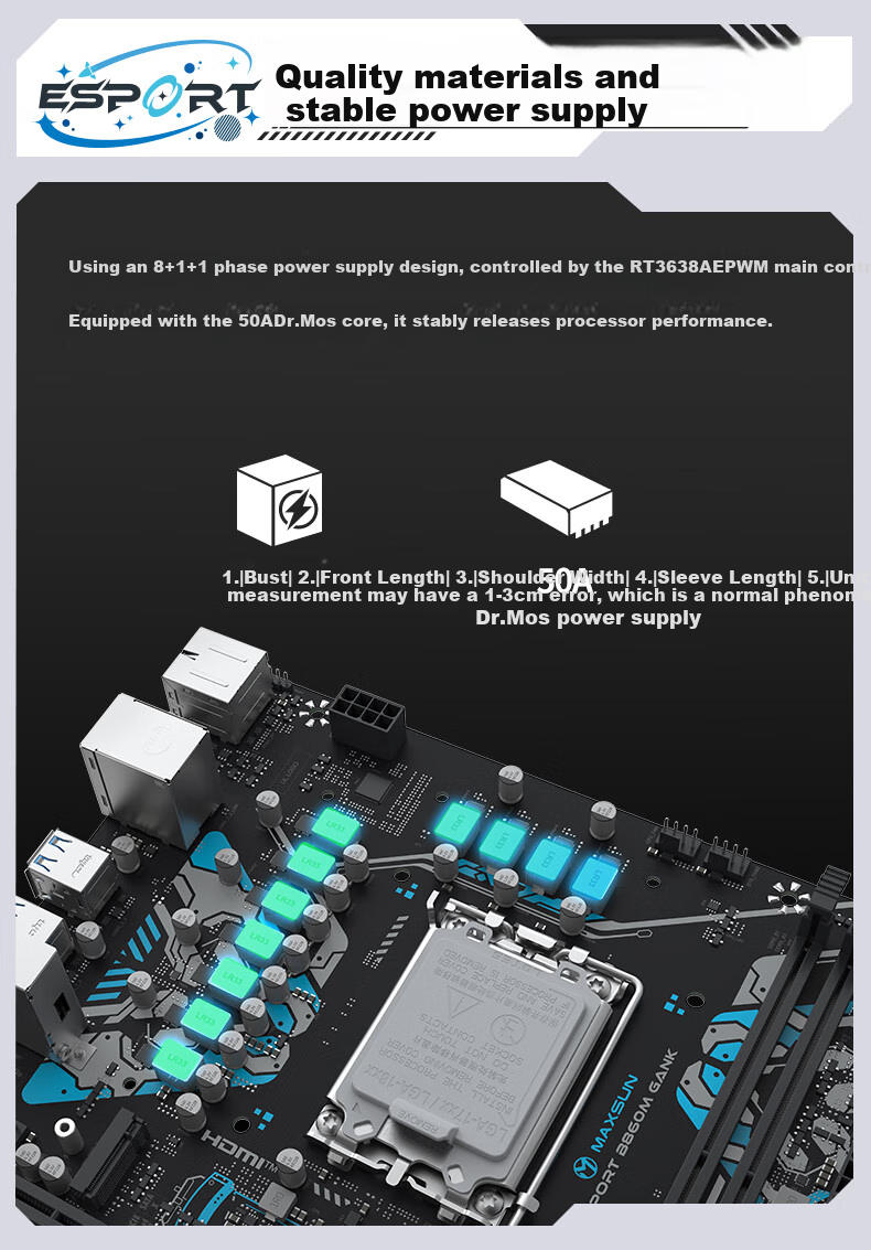 MAXSUN MS-E Sport B860M GANK WIFI Supports DDR5 CPU, 245K/265KF (Intel B860/LGA 1851) 3