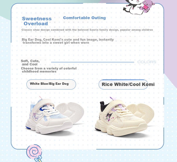 BALABALA Sanrio Kuromi Children's Shoes, Girls' Sneakers, Summer New Shoes, Sweet And Cool 2