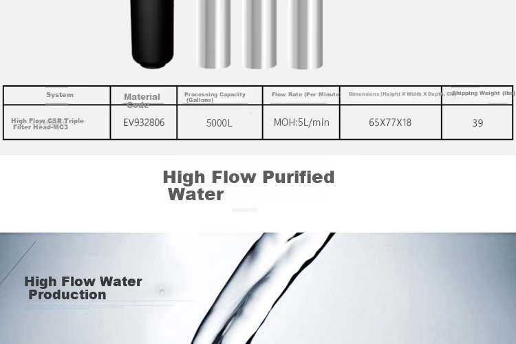 Everpure Coffee Shop/Milk Tea Shop/Chinese Restaurant Direct Drinking Filter Zero Wastewater 5.1L/min 5100L Water Production Commercial Water Purifier MC2 Triple High-End Model 9