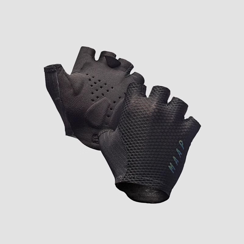 MAAP Cycling Gloves with Short Fingers, Warm Mesh Breathable Sun Protection Moisture-Wicking Shock-Absorbing, Black, Size S 1
