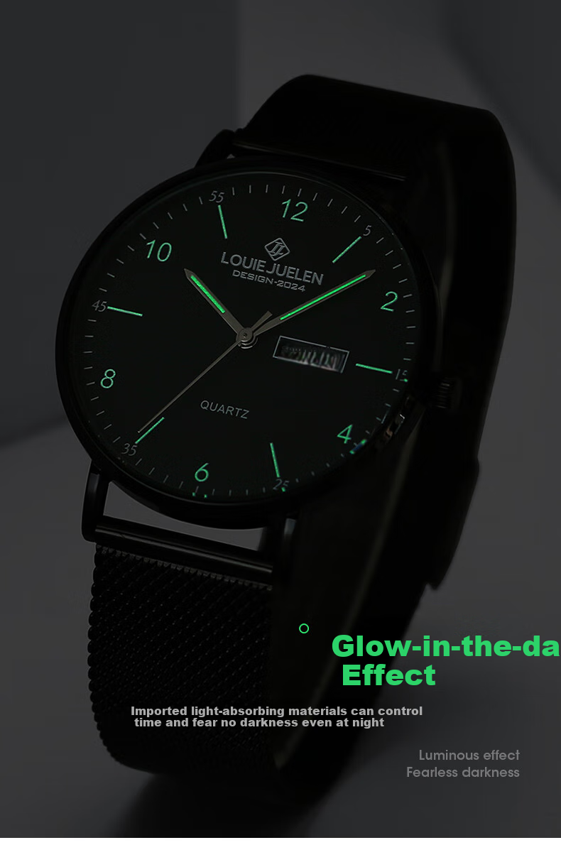 LOUIE JUELEN Official Male Student Exam Watch for Youth, Quiet Back-To Season, Black Case White Dial with Leather Strap 5