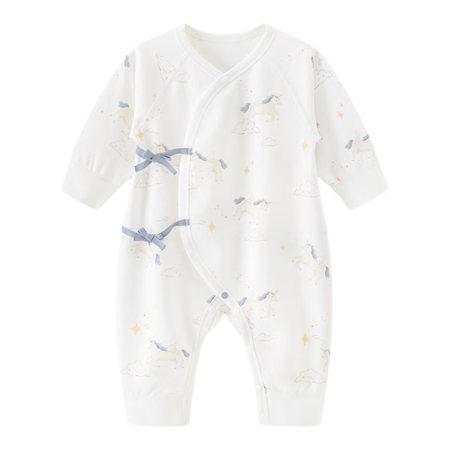 Guaiqi Bear Newborn Baby Cotton Romper Spring Autumn Long Sleeve Pajamas Year of the Horse Baby Bodysuit Seamless Monk Suit