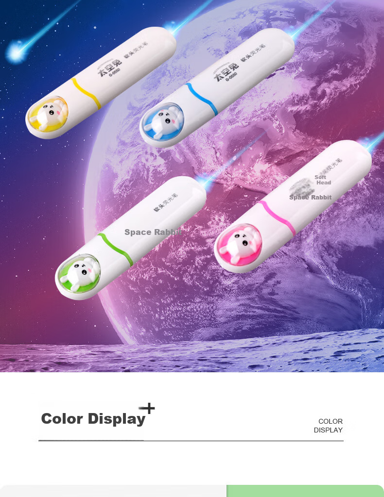 Genvana Nebula Soft Tip 4-Color Highlighter, Large Capacity, for Marking Points, Drawing, Doodling, Handwritten Notes, Journaling, Elementary And Middle School Students, 4 Pens/box, G-0550 8