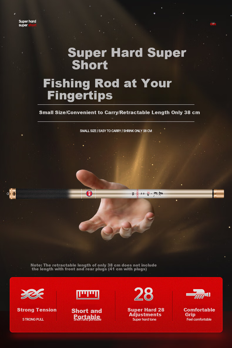 GW 3.6-Meter Zhenwu G20 Ultra-Short Section Fishing Rod, Hand Rod, Ultra-Light, Ultra-Hard, Stream Fishing Pole, Fishing Rod, Fishing Tackle 1