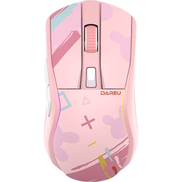 Беспроводная игровая мышь DAREU A950 Candy Pink, тройной режим (2.4G, Bluetooth, проводной), RGB подсветка, KBS2.0, 12000 DPI, 88г