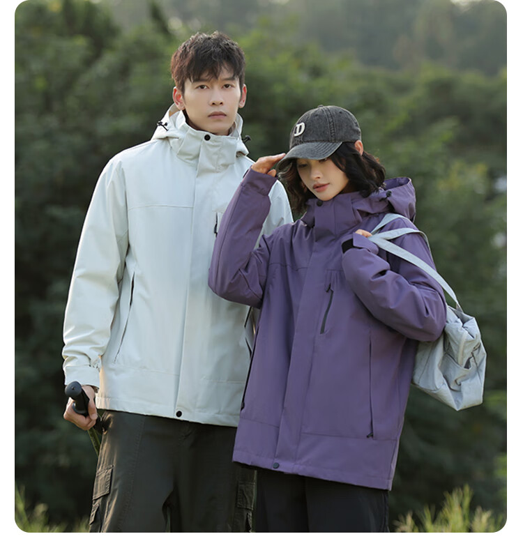JEEP SPIRIT Unisex 3-in-1 Outdoor Windproof Waterproof Hooded Jacket Navy Blue M 18