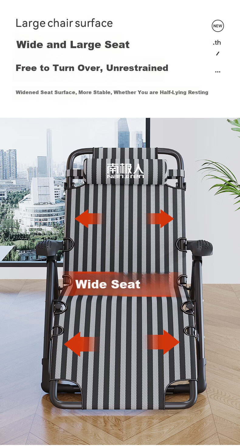 Nanjiren Folding Bed Lounge Chair, Single Bed, Office Nap Chair, Accompanying Care, 13-Level Adjustable Recliner 6