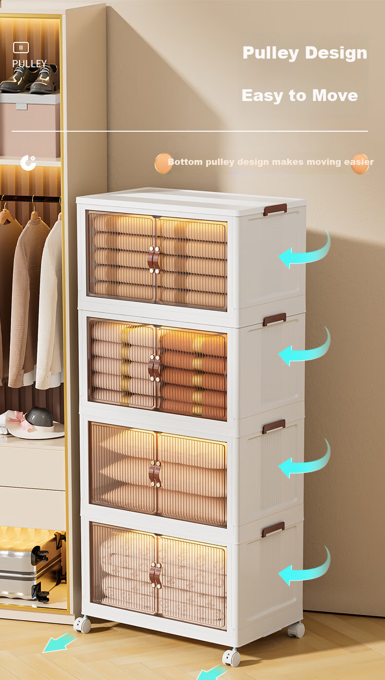 JEKO&JEKO No-Installation Storage Cabinet, Toy Organizer, Children's Wardrobe, Storage Shelf, Storage Box, 60cm Width, Three Layers 4