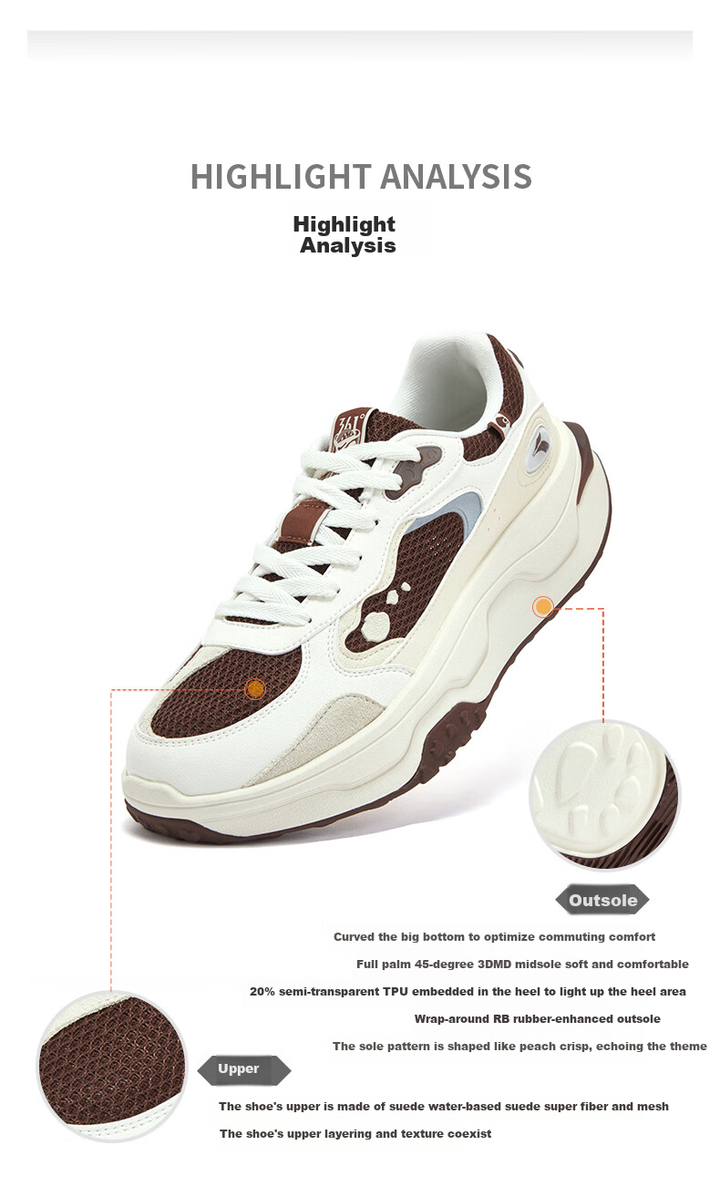 361° Sports Shoes, Peach Blossom Men's Shoes, Spring And Summer Retro Versatile Thick-Soled Casual Shoes, Height-Increasing Shoes for Men, 672536703-5 25