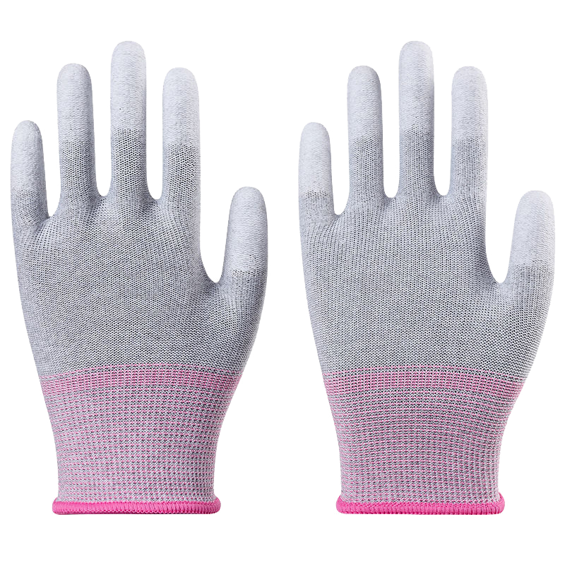 Huipute Anti-Static Gloves Carbon Fiber Labor Protection Assembly Electronic Workshop Cleanroom Coated Fingertips Carbon Fiber Anti-Static 10 Pairs Size S