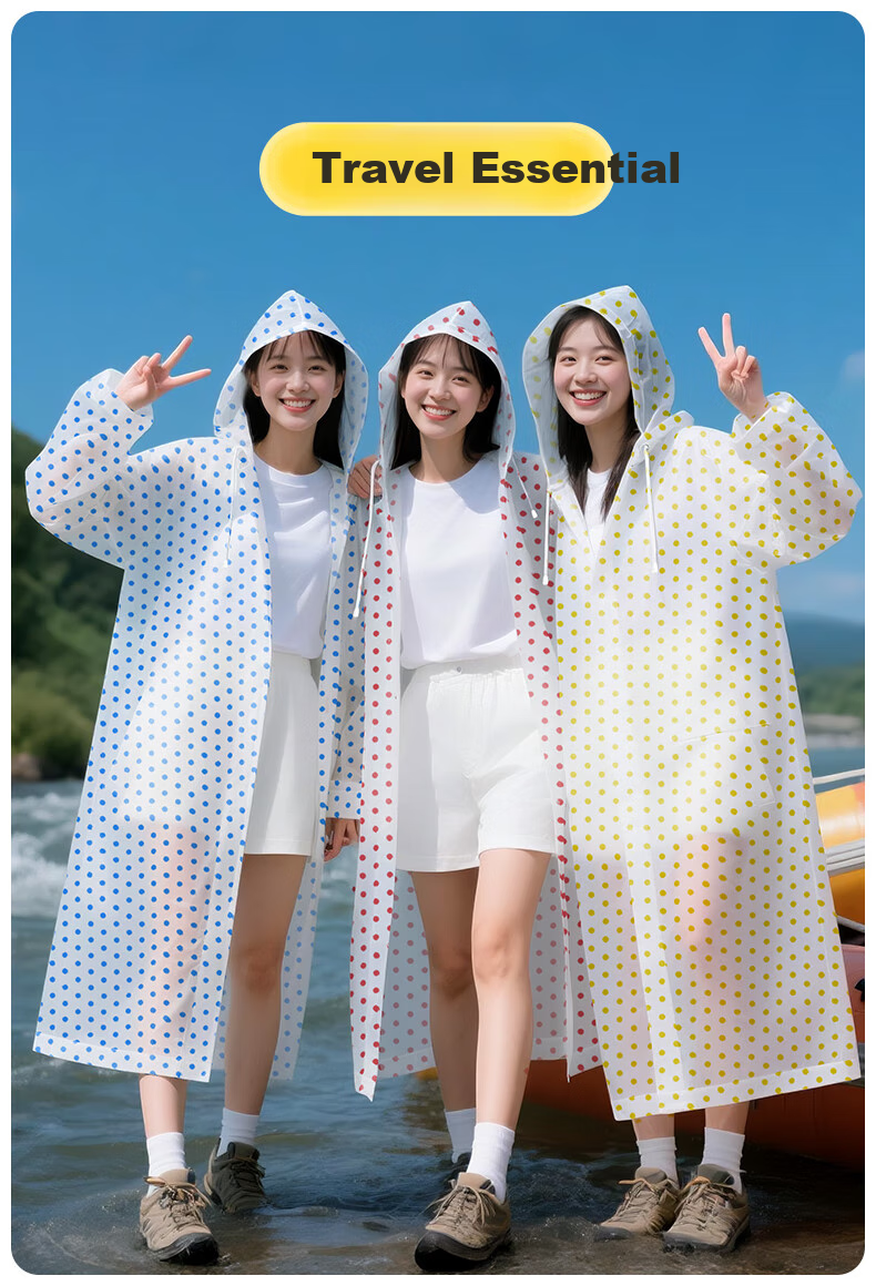 AIKANGNI Disposable Raincoat, Thickened, Portable, Heavy Rain Protection, Long Style for Electric Bikes, Adult Raincoat, High Aesthetic Value, Polka Dot Blue 2