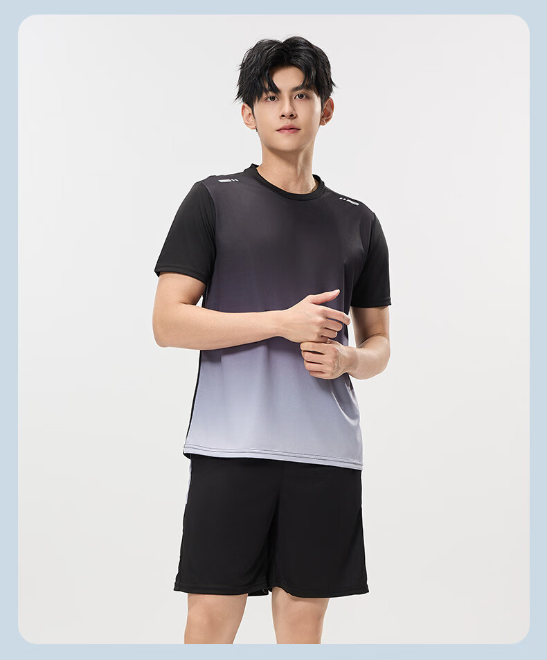 VICTORIATOURIST Sports Set for Men And Women, Indoor Fitness Wear, Quick-Dry Short-Sleeve T-Shirt, Badminton And Basketball Training Shorts, Running Gear 18