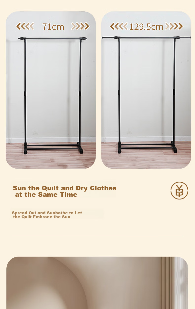 Bingyou Retractable Clothes Drying Rack, Floor-Standing Extendable Clothesline for Bedroom Balcony, Indoor Dormitory Laundry Hanger, Single Pole Coat And Hat Stand 5