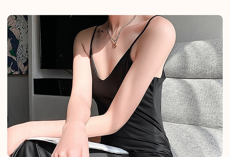 Dme [Glossy Satin Spaghetti Strap Dress], Elegant X-Shaped Spaghetti Strap Midi Dress for Women, Spring And Summer 2