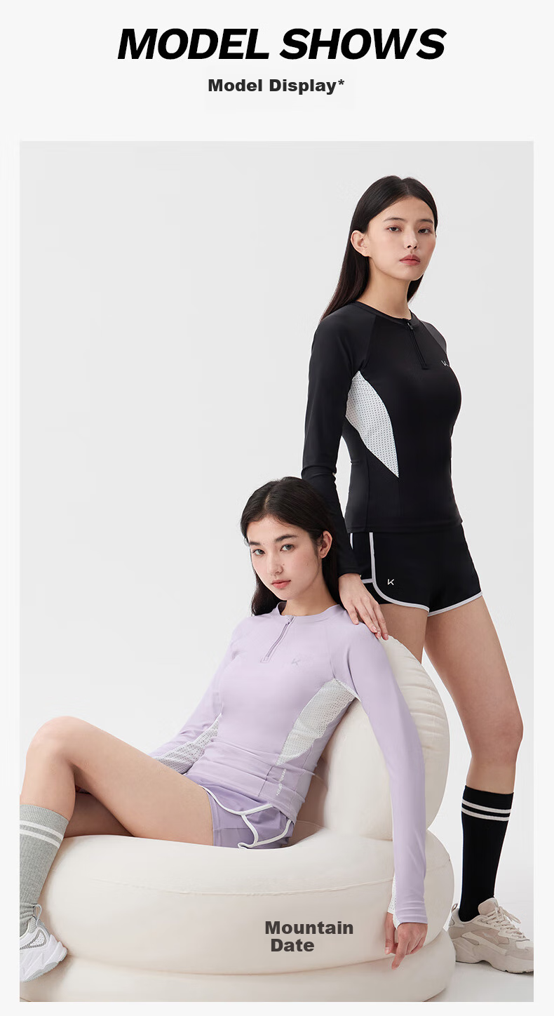 Keep Women's Two-Piece Long-Sleeve Swimsuit with Sun Protection for Curvy Girls, Plus Size Hot Spring Swimming Costume 987 Purple S 6