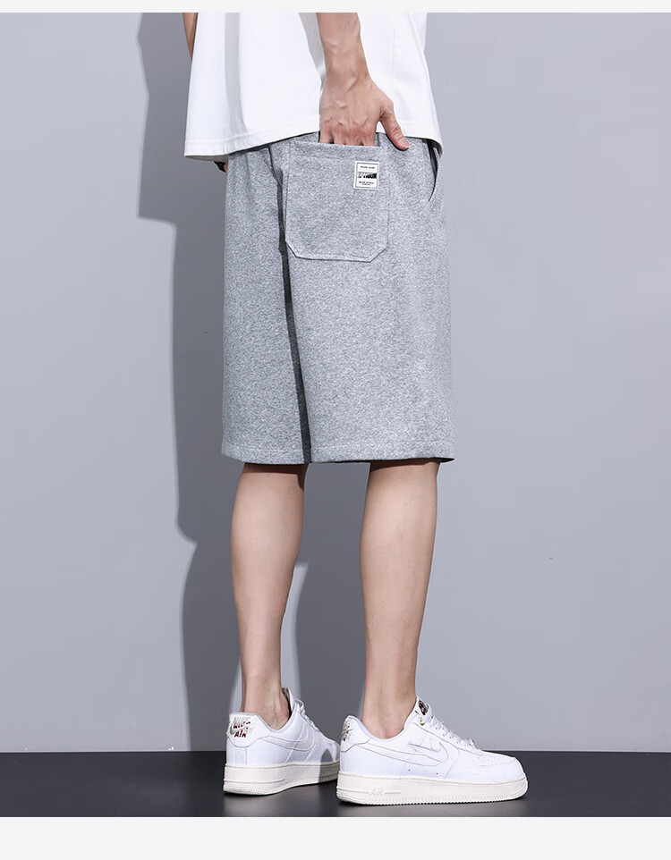 Yipintiancheng 2025 Summer Heavyweight Sports Shorts, Comfortable Solid Color Knee-Length Pants, Large Size Loose Versatile Trendy Casual Mid-Length Shorts 15