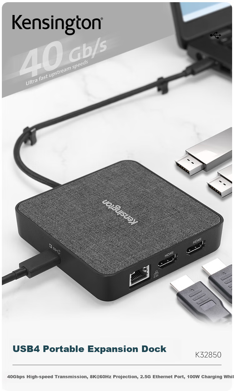 Kensington MD120U4 Docking Station, Compatible with Apple Laptops, 6-In USB4 2.5G Ethernet Port, Portable Expansion Hub Adapter, K32850 MacMini 1