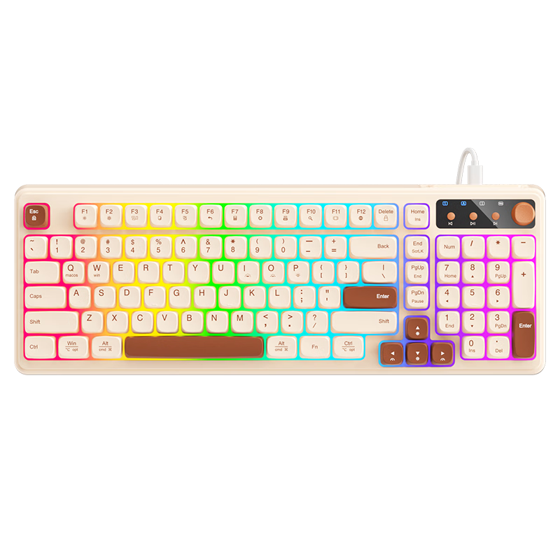 Механическая клавиатура BOW K520BU с подсветкой, проводная, для игр и офиса, молочно-кофейный цвет