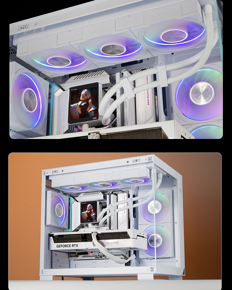 PCCOOLER Light Wing F7 X120 ARGB White, Jingye 12cm Case Fan, Wireless Building Block Connection/ARGB Lighting Sync/PWM Temperature Control Speed Adjustment/Dual Ball Bearing 14