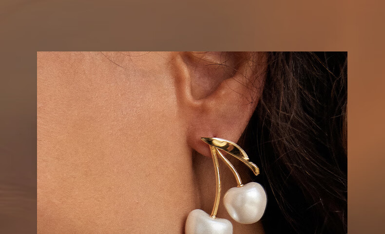 HEFANG Jewelry Cream Cherry Earrings, Birthday Gift [520 Valentine's Day Gift], Present for Girlfriend 4