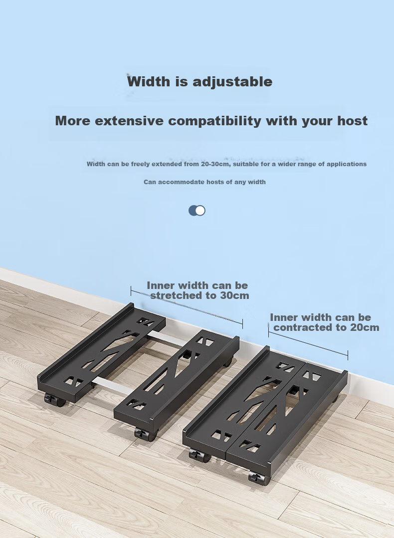 Jiuqiangu Desktop Computer Tower Stand, Movable Case Tray, Extendable Computer Storage Rack, Tower Base 6875 4
