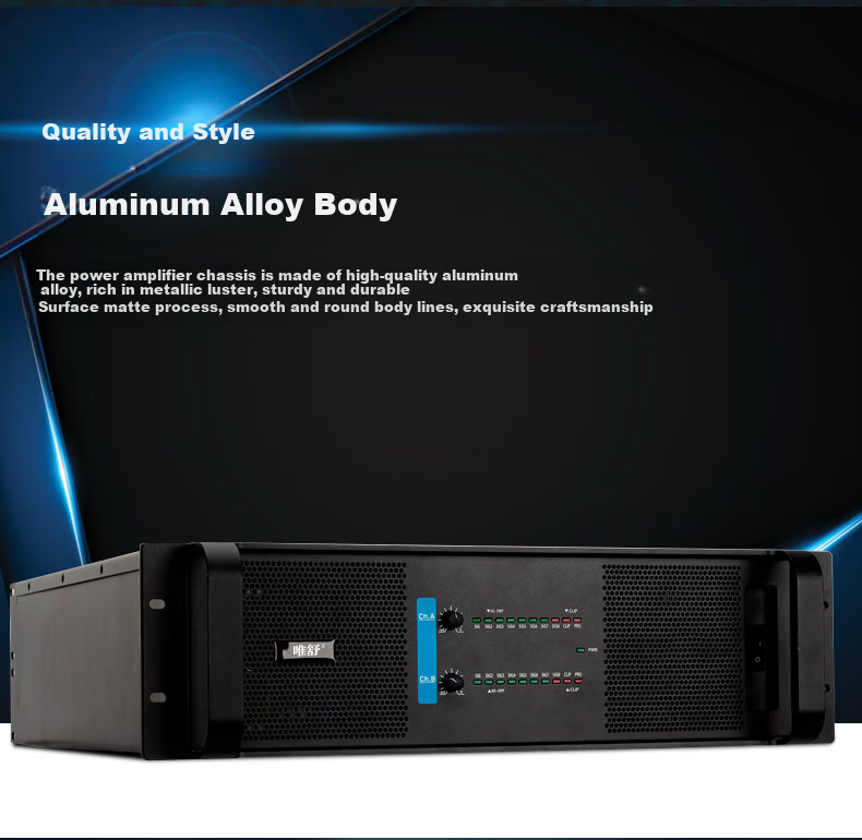 Weishu Conference Audio And Video AQ-8 Amplifier, Dual-Channel Pure Post-Stage Power Amplifier, Professional Amplifier, 2U High-Fidelity, for Meeting Rooms And Stages, 650W*2 Channels 7