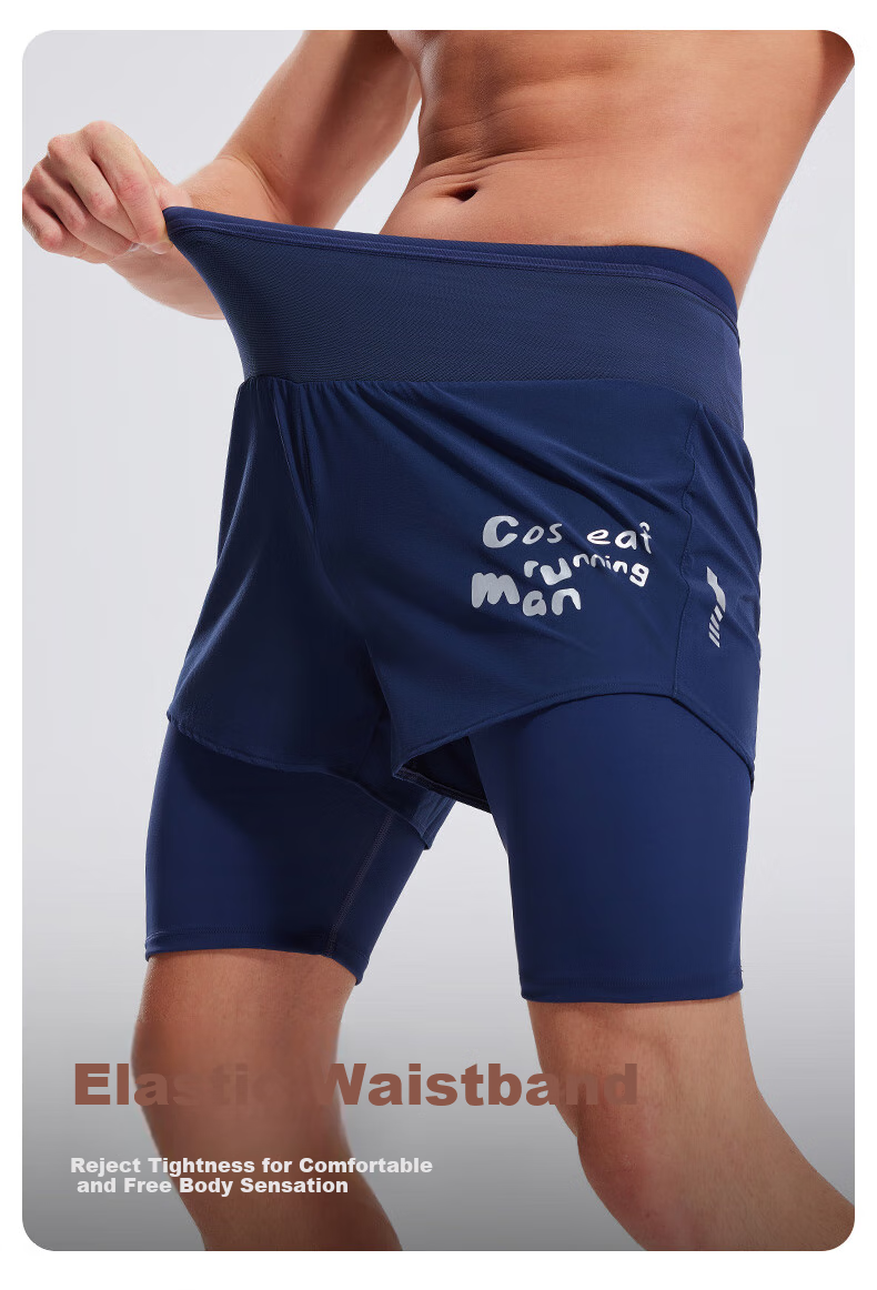 Cosleaf Men's Running Sports Shorts Summer with Liner Training Five-Point Pants Professional Waist Bag Pocket Marathon Fitness Pants 6