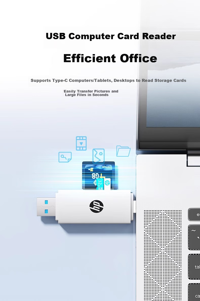 HP CT112C USB2.0 Card Reader, SD/TF Dual-Read, Type-C USB Dual Interface, Multifunctional All-In Card Reader for Computers, Smartphones, And IPad 7