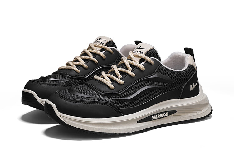 Warrior Men's Autumn Breathable Work Soft Sole Non-Slip Casual Sports Shoes Black/Khaki Size 42 16
