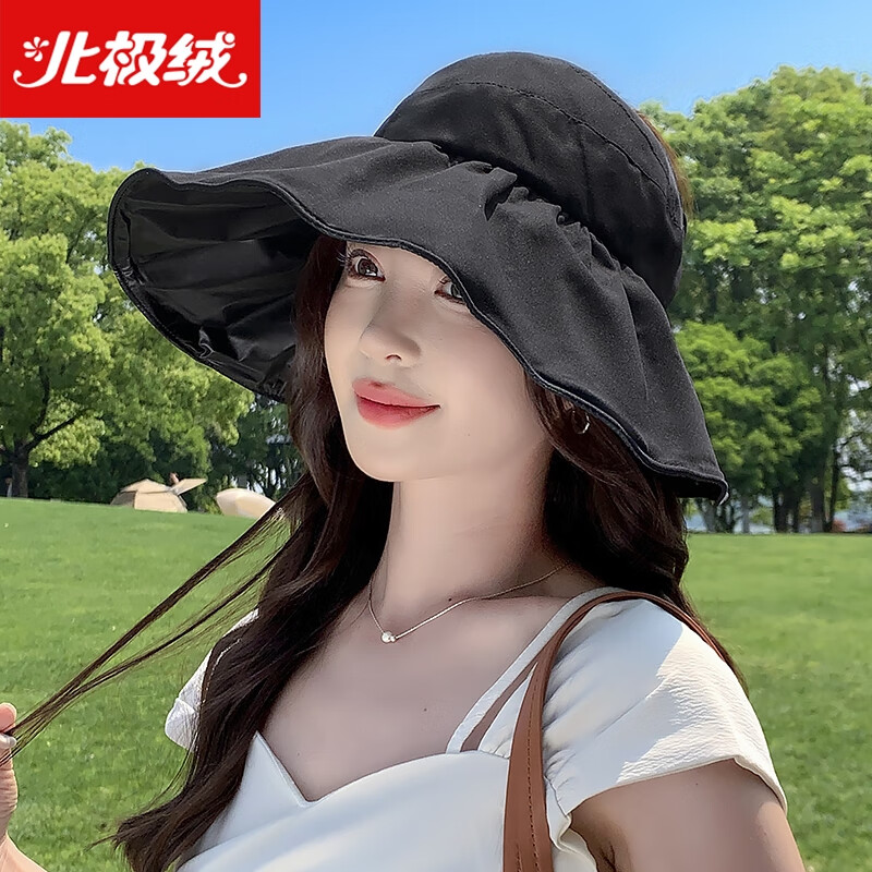 Bejirog Vinyl Sun Protection Hat for Women, Summer UV-Resistant Wide Brim Sun Hat, Open Top Fisherman Hat, Large Head Circumference Minimizing Sun Hat