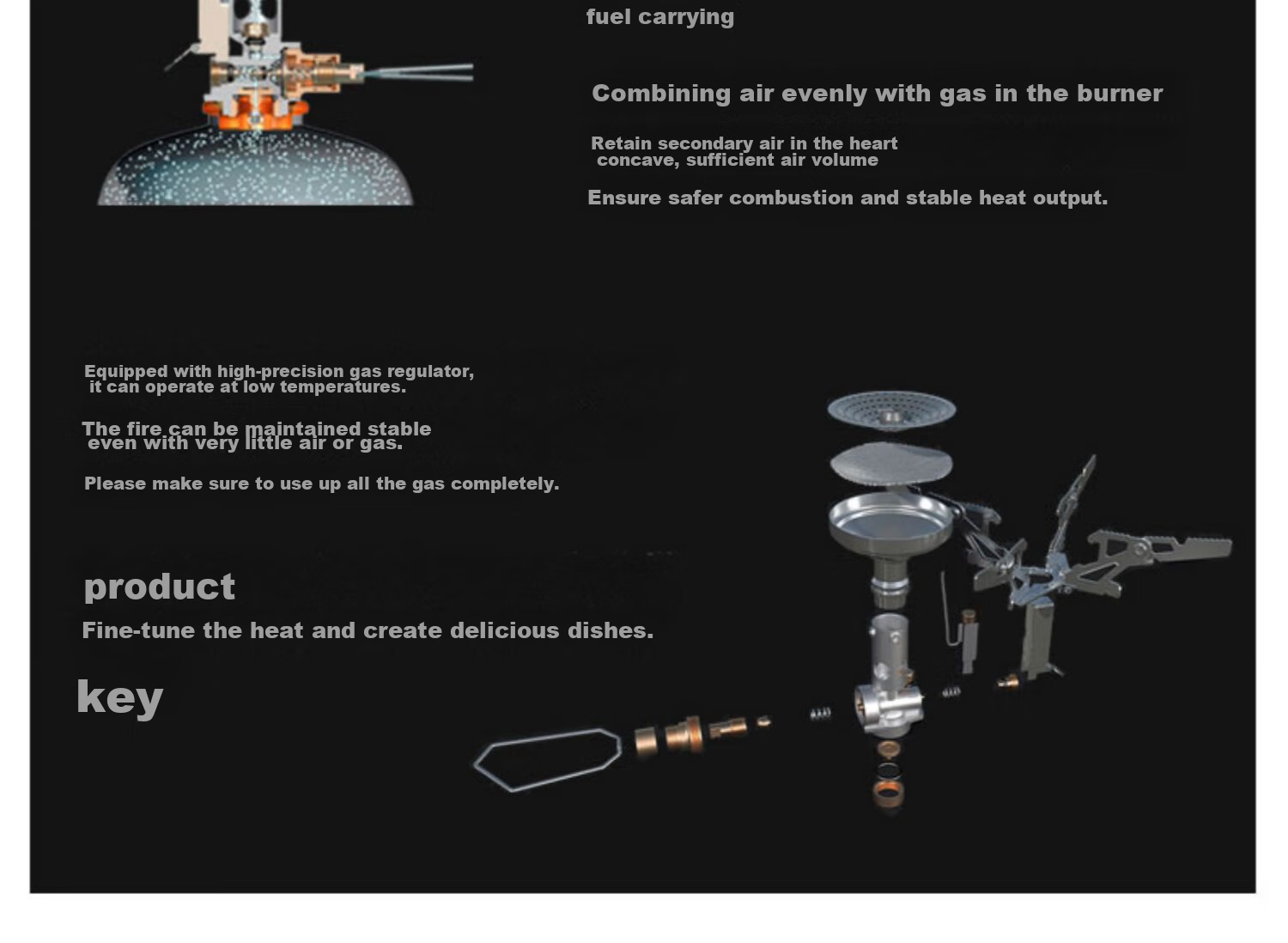 Keman Xuanfeng Rocket Stove Head, Outdoor Camping Picnic Cooking Stove, Portable Folding Gas Stove, High-Power Detachable Stove 8