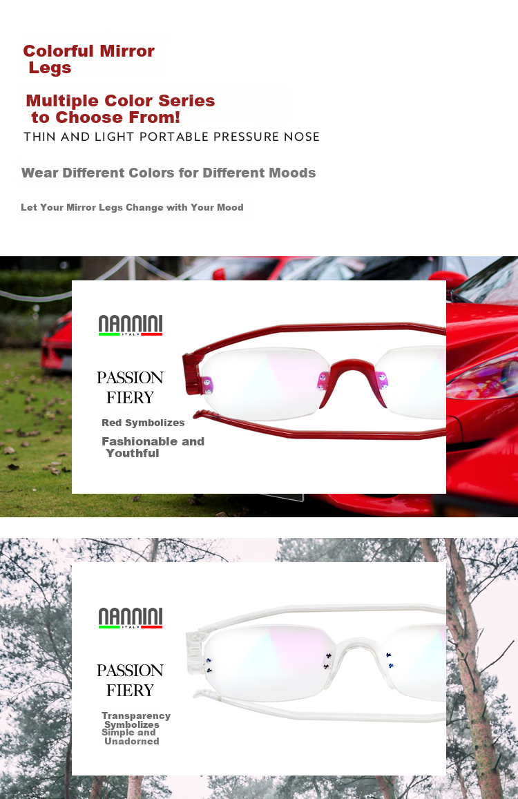 NANNINI Italian Imported Reading Glasses for Men And Women, High-Quality Anti-Blue Light High-Definition Foldable Ultra-Light Portable Genuine Presbyopic Glasses 12