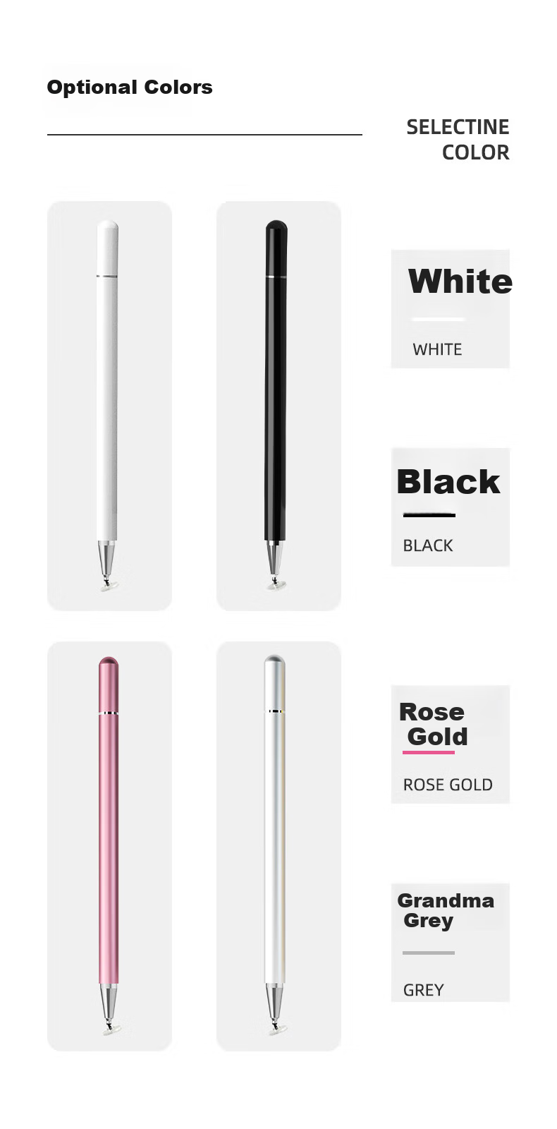 JPLAYER IPad Capacitive Stylus, Mobile Touch Pen, Circular Touchscreen Pen, Suitable for Huawei, Xiaomi, Android, Apple, Microsoft Surface Tablets, Video Editing And Drawing 2